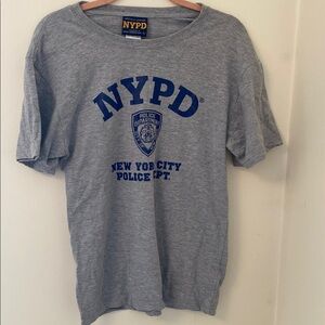 NYPD officially licensed Gray T-Shirt. Navy blue lettering. Adult medium.
